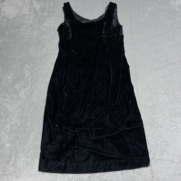 Dresses & Skirts - Vintage Black Velvet Evening Dress Womens 8 Sleeveless Grunge 80s